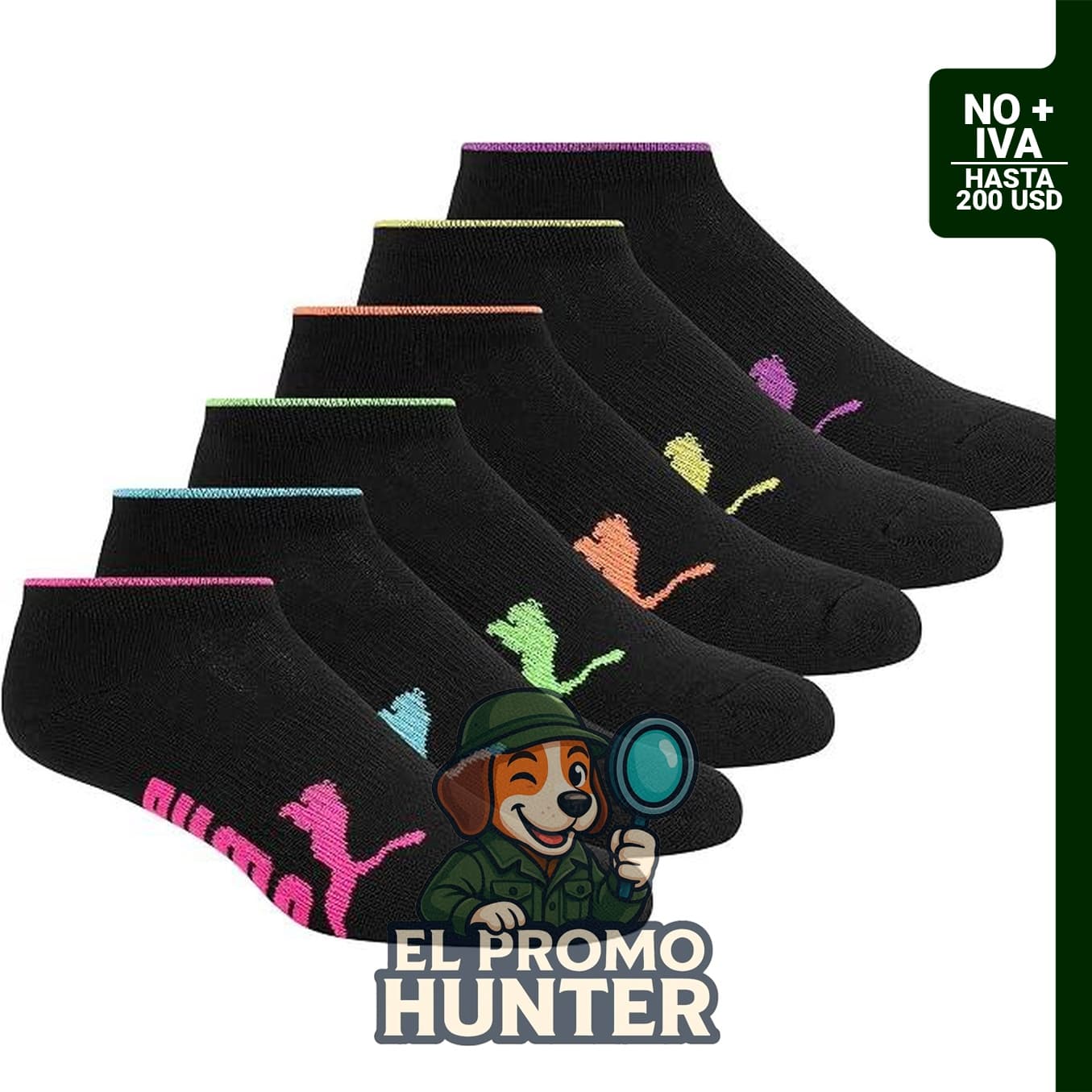 PUMA Calcetines de corte bajo para mujer, paquete de 6 unidades.