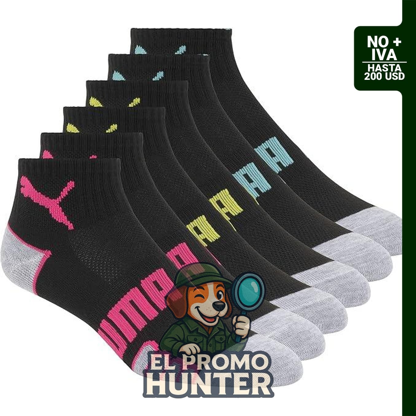 PUMA Calcetines Quarter Crew para mujer, paquete de 6 unidades.