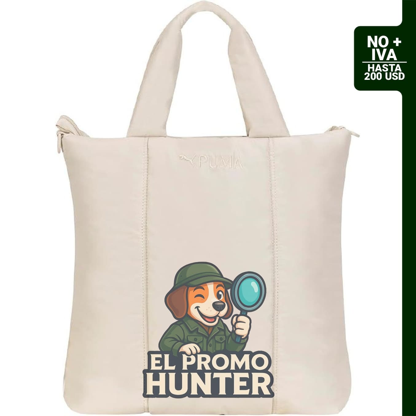 PUMA Large Puffer Tote en Memory Cloth con correa removible y bolsillos con cierre.