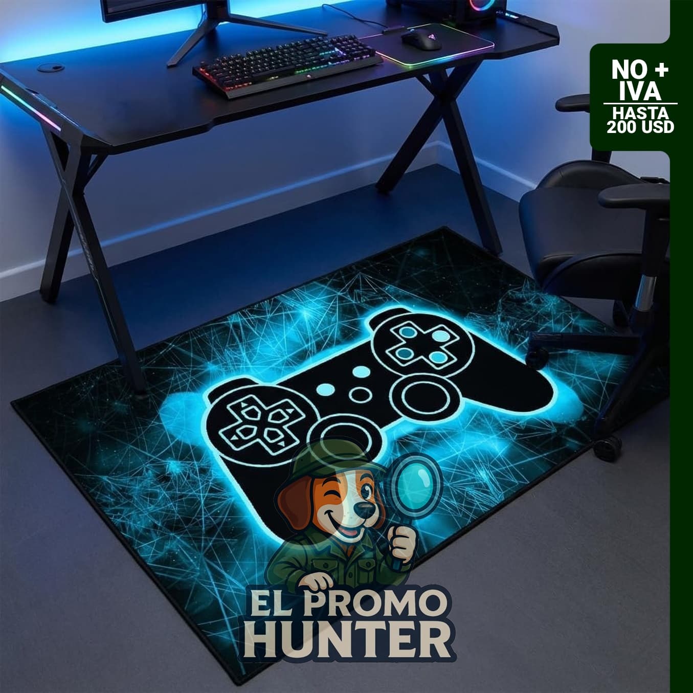 Alfombra de juegos con diseño de controlador de videojuegos, adecuada para habitaciones infantiles y adolescentes.