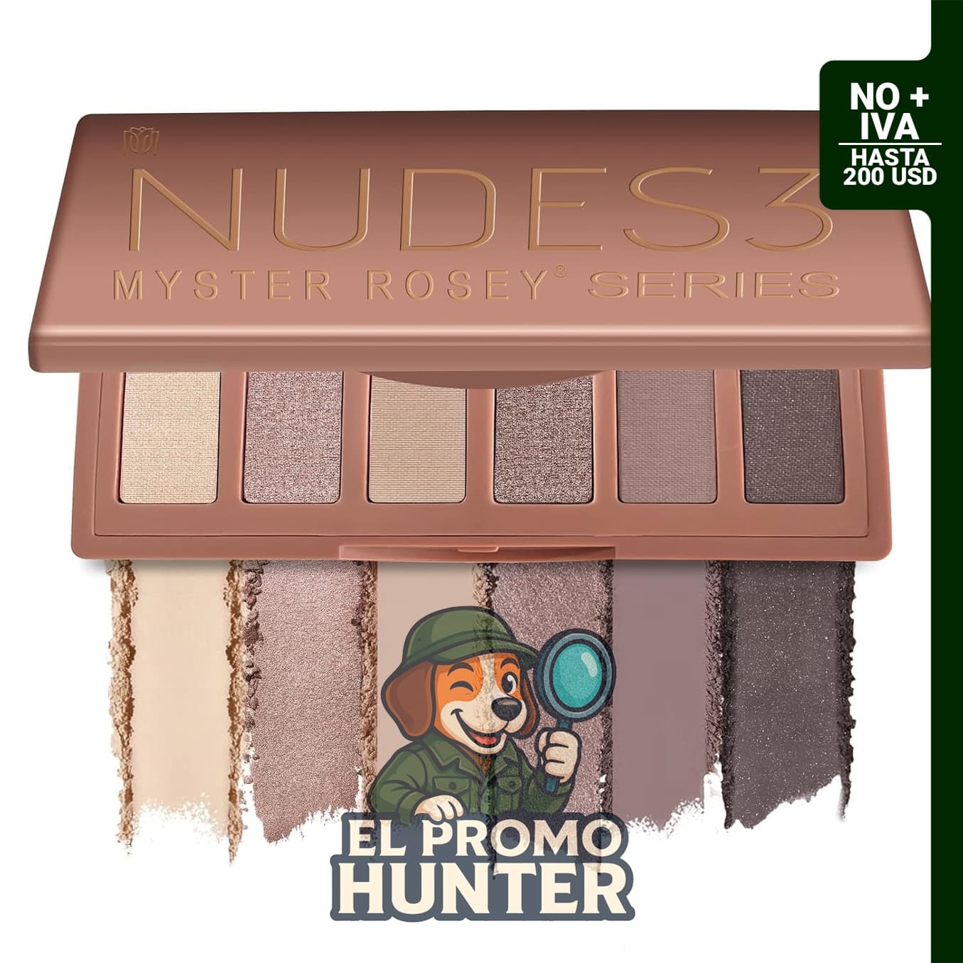 Mini paleta de sombras de ojos Nudes 3, incluye varias tonalidades para maquillaje.