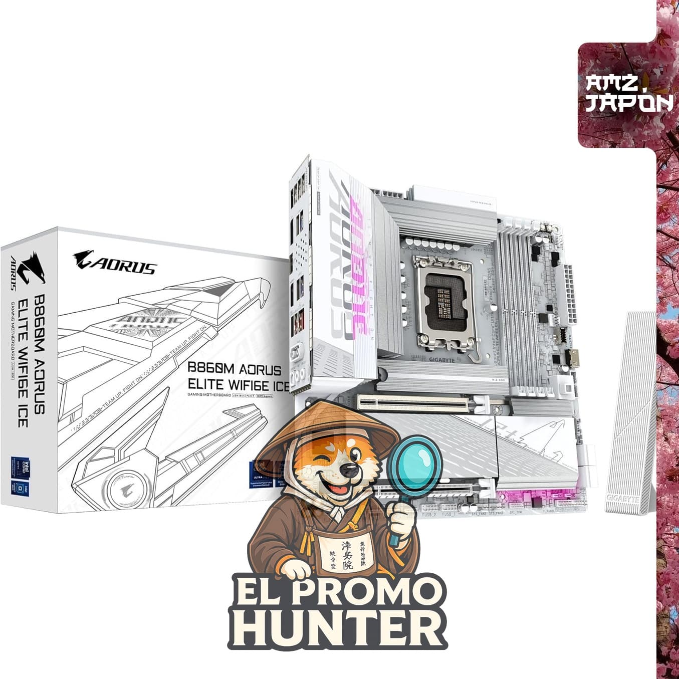 Placa base GIGABYTE B860M AORUS ELITE WIFI6E ICE MB666 con soporte para WiFi 6E.