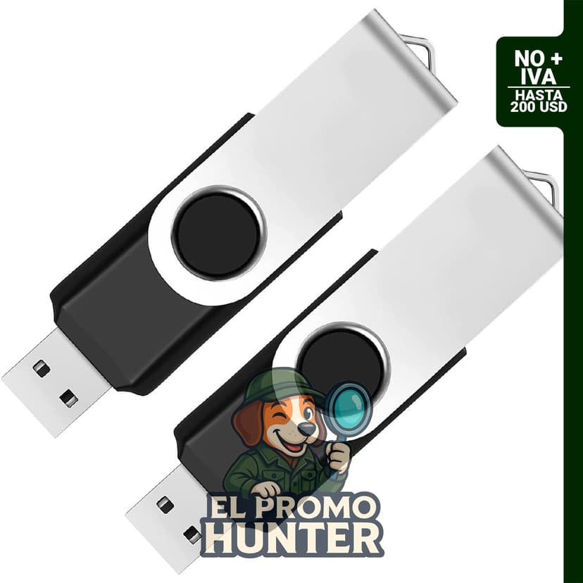 Paquete de 2 memorias USB de 32GB USB 2.0 con diseño giratorio y almacenamiento plegable.