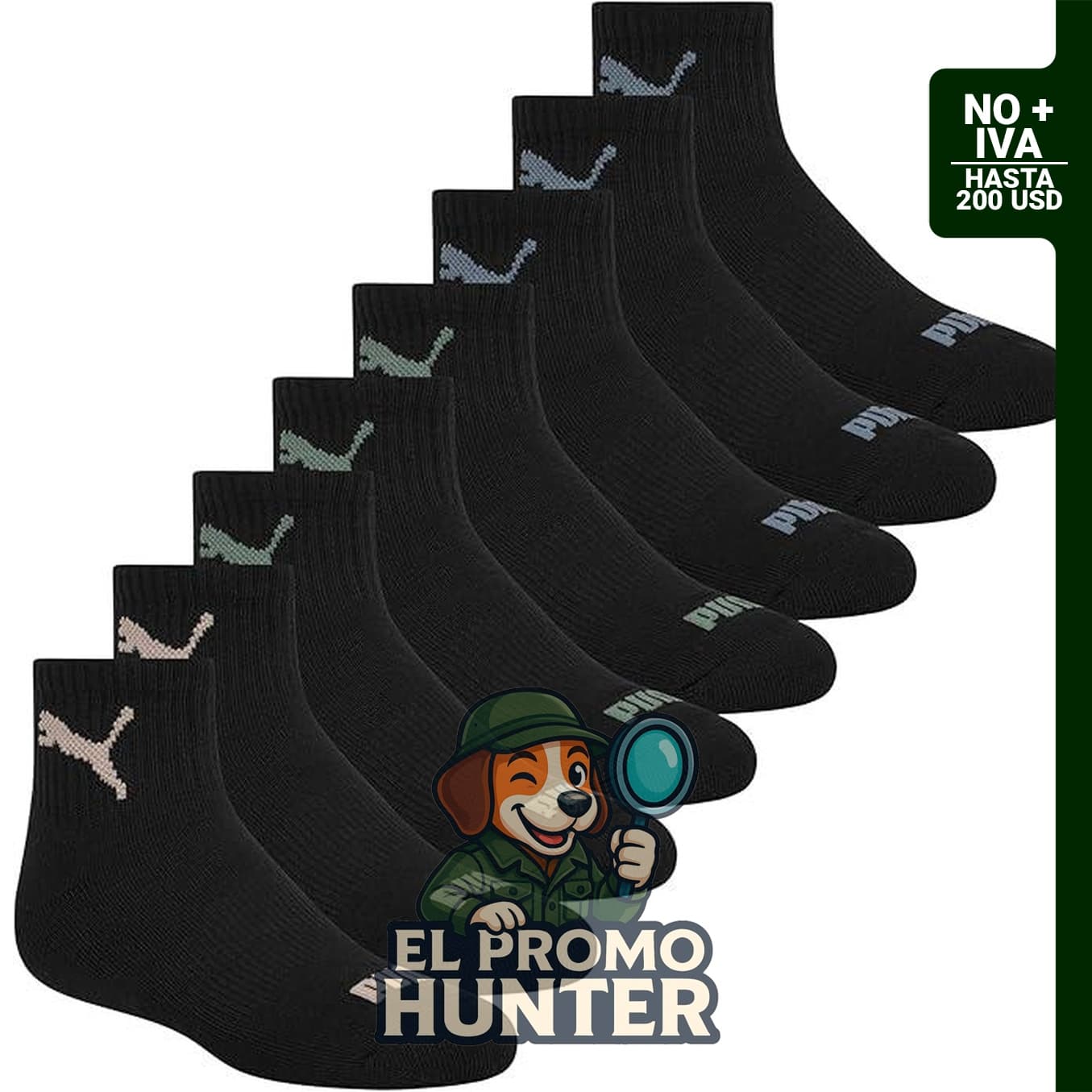 PUMA Paquete de 8 calcetines altos para niños, con cojín extra y soporte para el arco.