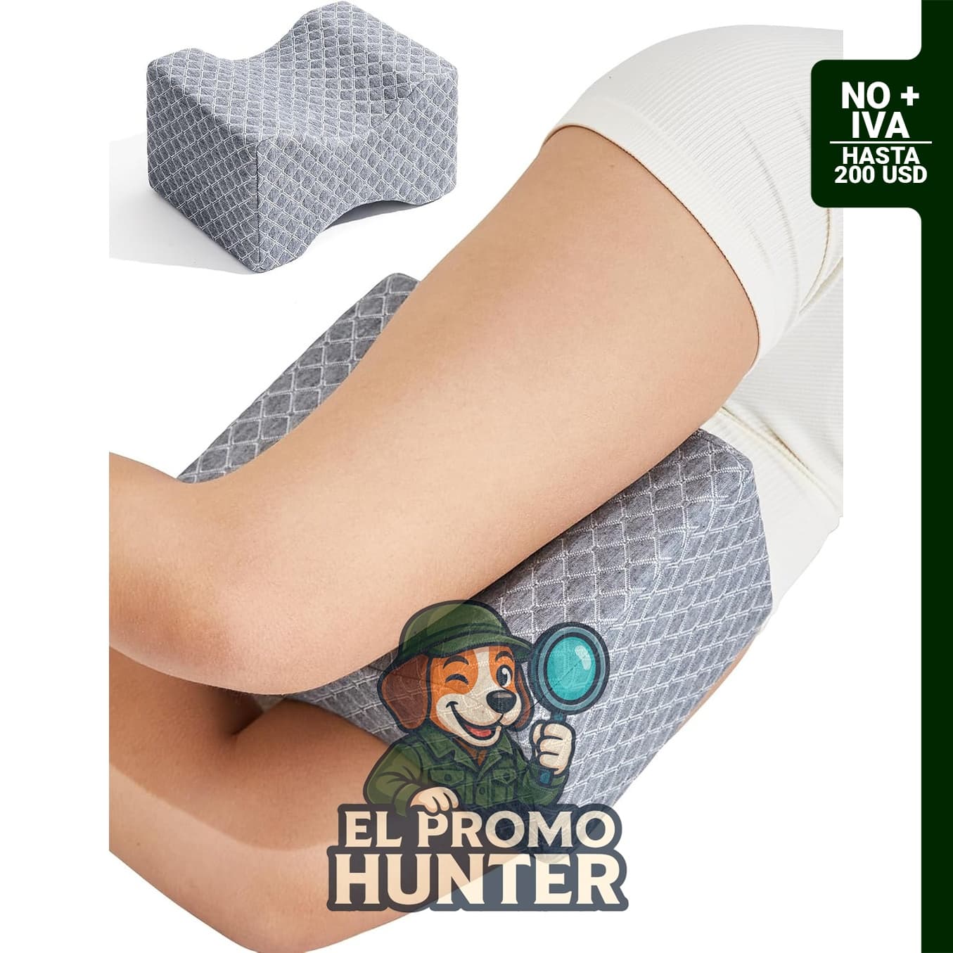 Almohada de rodilla para dormir de lado, diseñada para soporte entre las piernas y rodillas.