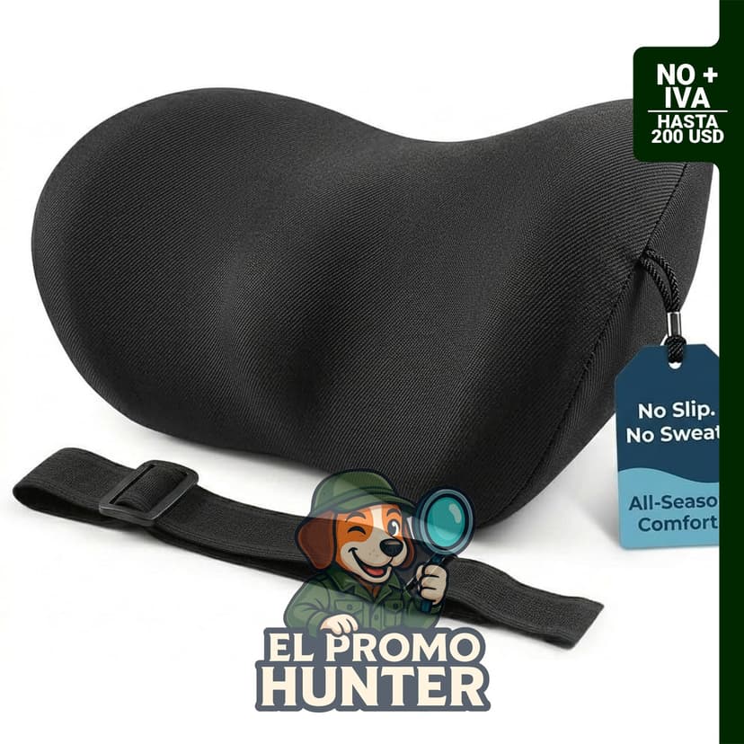 Almohada lumbar para coche con sistema de estabilidad Dual-Grip™ y espuma viscoelástica adaptativa.