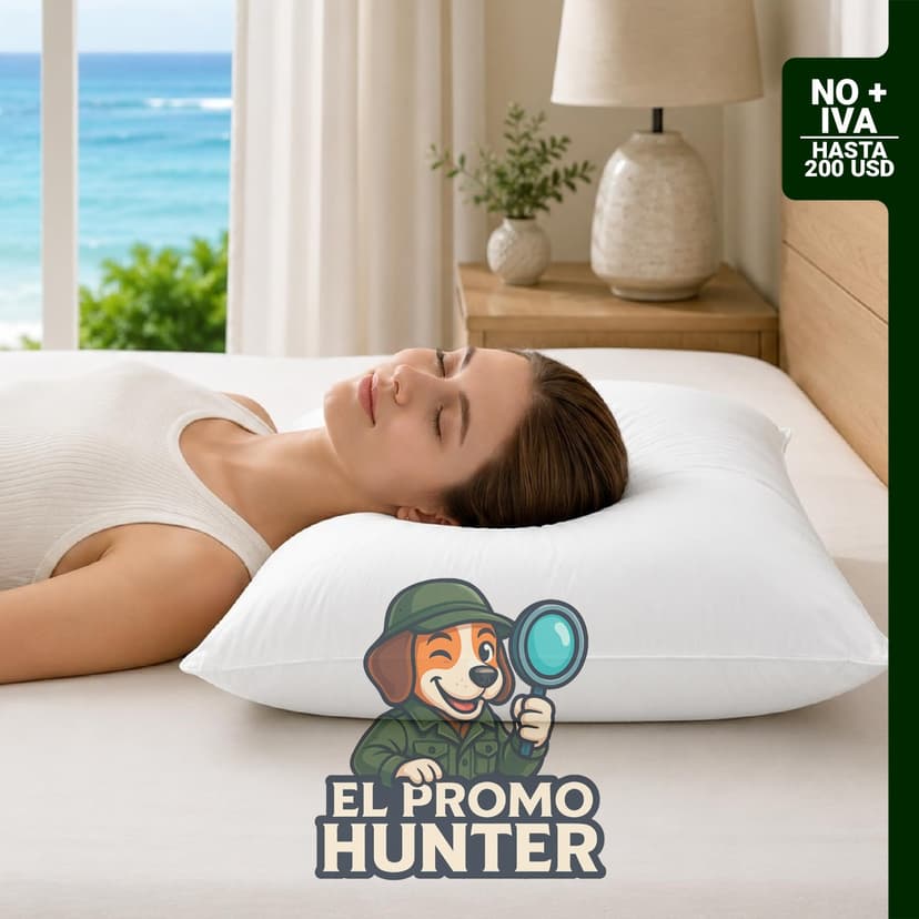 Almohada de plumón de ganso tamaño estándar, 19 x 26 pulgadas, funda 100% algodón, diseño de 3 cámaras.