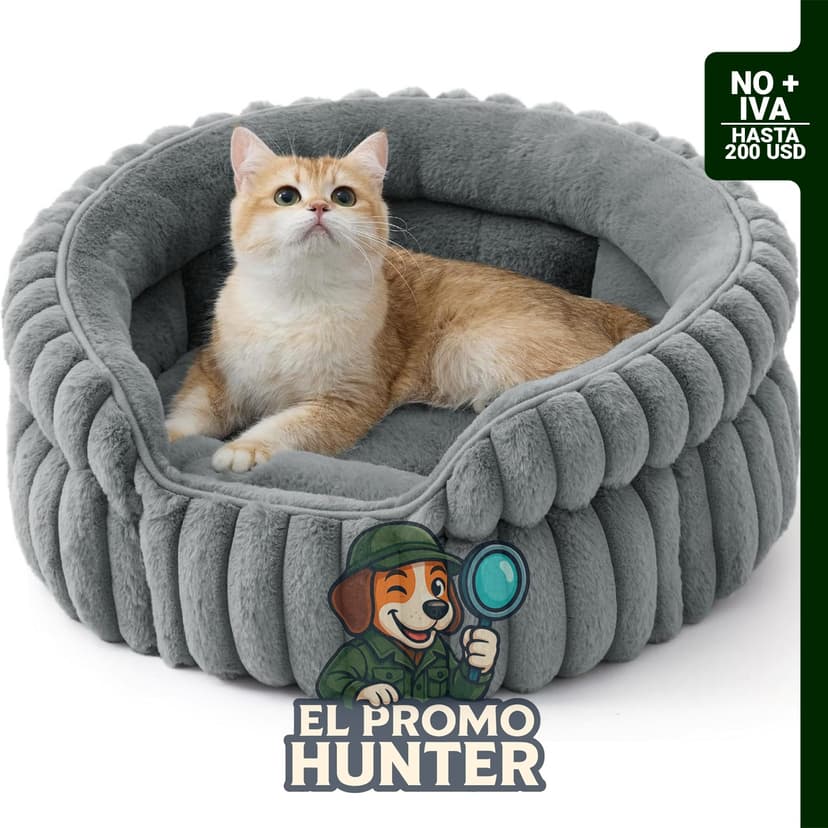 Bedsure ComfyFleece® cama lavable para gatos, redonda, 20 pulgadas (51 cm), color gris.