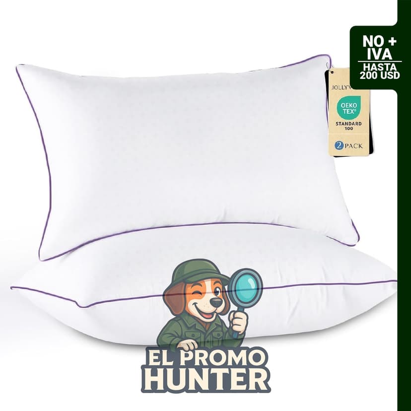 JOLLYVOGUE - Juego de 2 almohadas firmes tamaño Queen con relleno alternativo de plumón certificado Oeko-Tex.