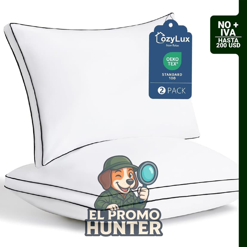 CozyLux Juego de 2 almohadas tamaño Queen, 18 x 54 cm, almohadas de cama reforzadas.