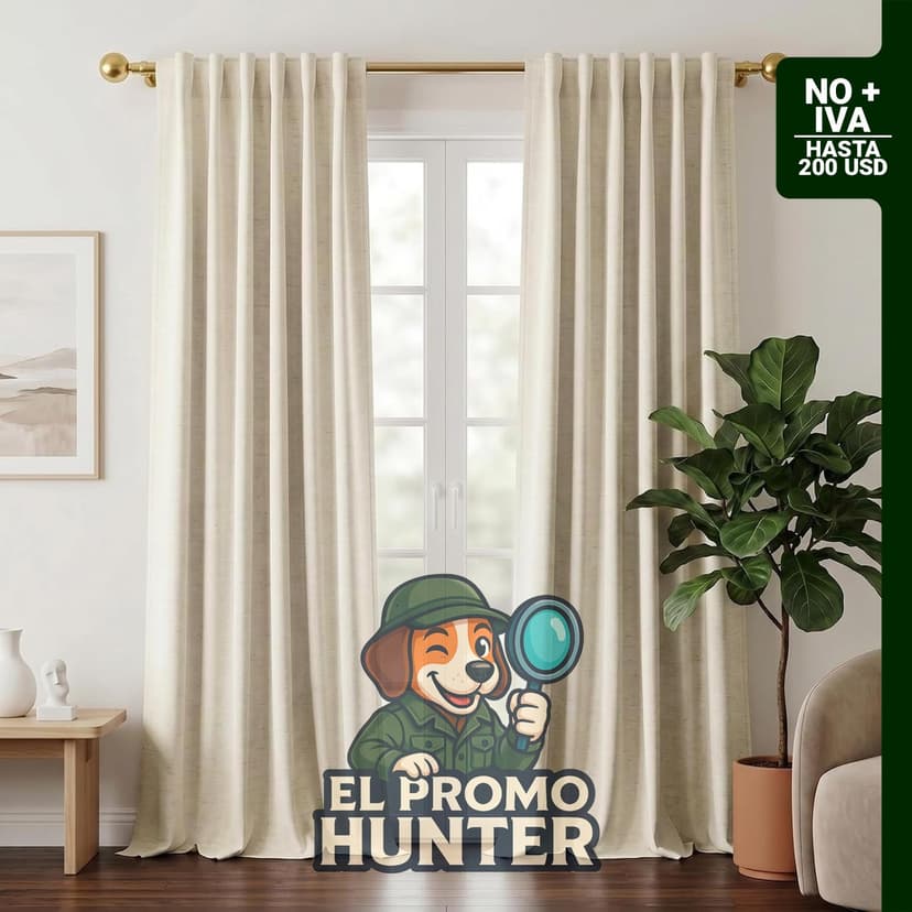 Cortinas opacas de lino cálido de 84" (213 cm) para dormitorio, con bolsillo para varilla y ganchos.