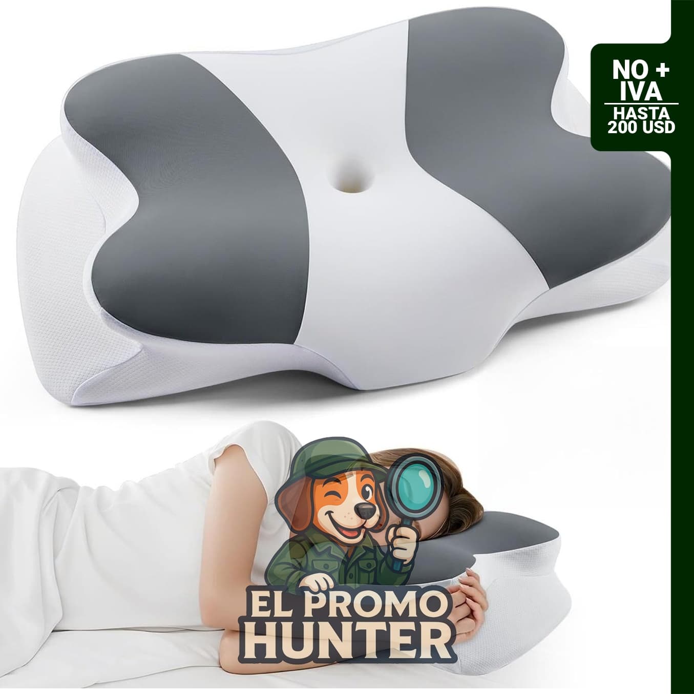 DONAMA Almohada cervical de espuma viscoelástica para soporte de cuello y hombros, tamaño Queen.