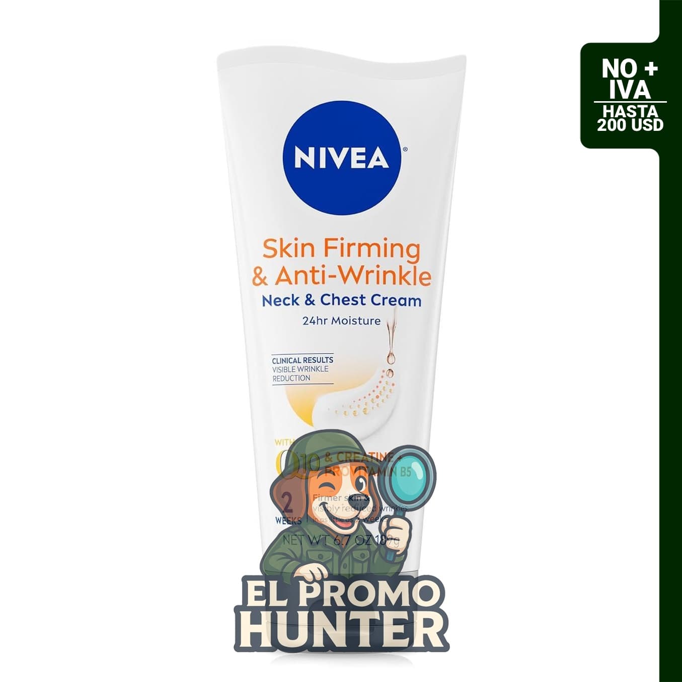 NIVEA Crema reafirmante y antiarrugas para cuello y pecho, Q10, creatina. Crema humectante para piel más firme.