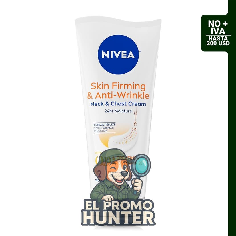 NIVEA Crema reafirmante y antiarrugas para cuello y pecho, Q10, creatina. Crema humectante para piel más firme.