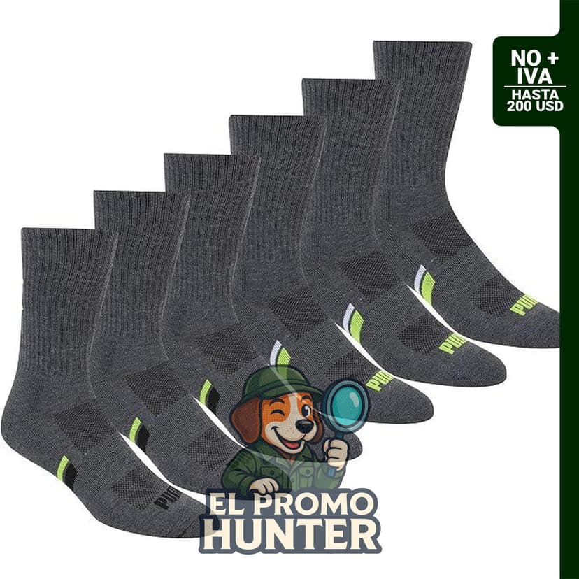 PUMA Calcetines Crew para hombre, paquete de 6 unidades.