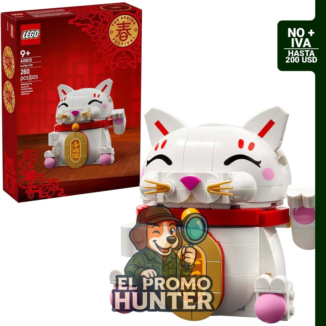 LEGO Juguete de Construcción Lucky Cat, gato sonriente con función de pata que saluda, para niños a partir de 9 años.