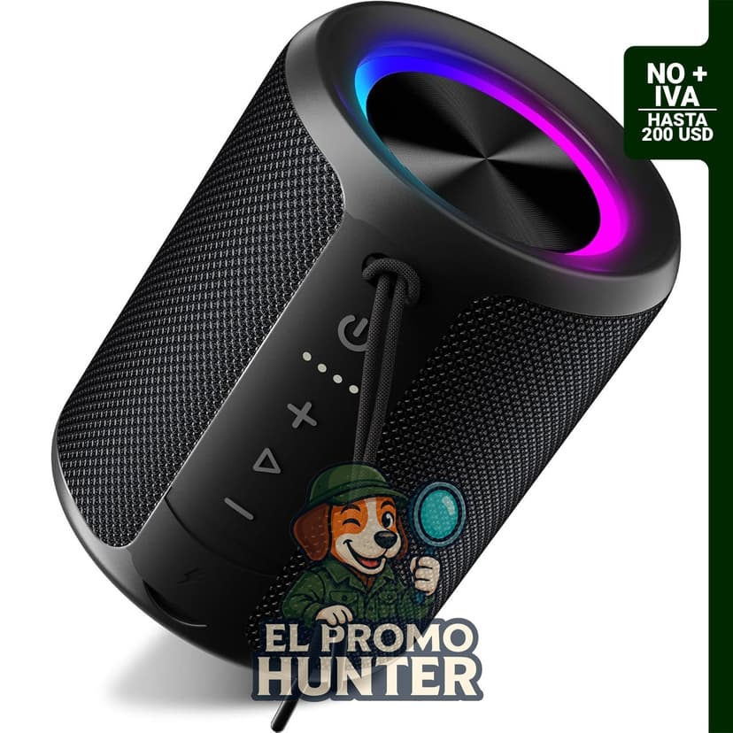 Altavoz Bluetooth DUDGSIS, IPX7 impermeable, sonido estéreo de 20 W, 15 horas de reproducción, luz RGB.