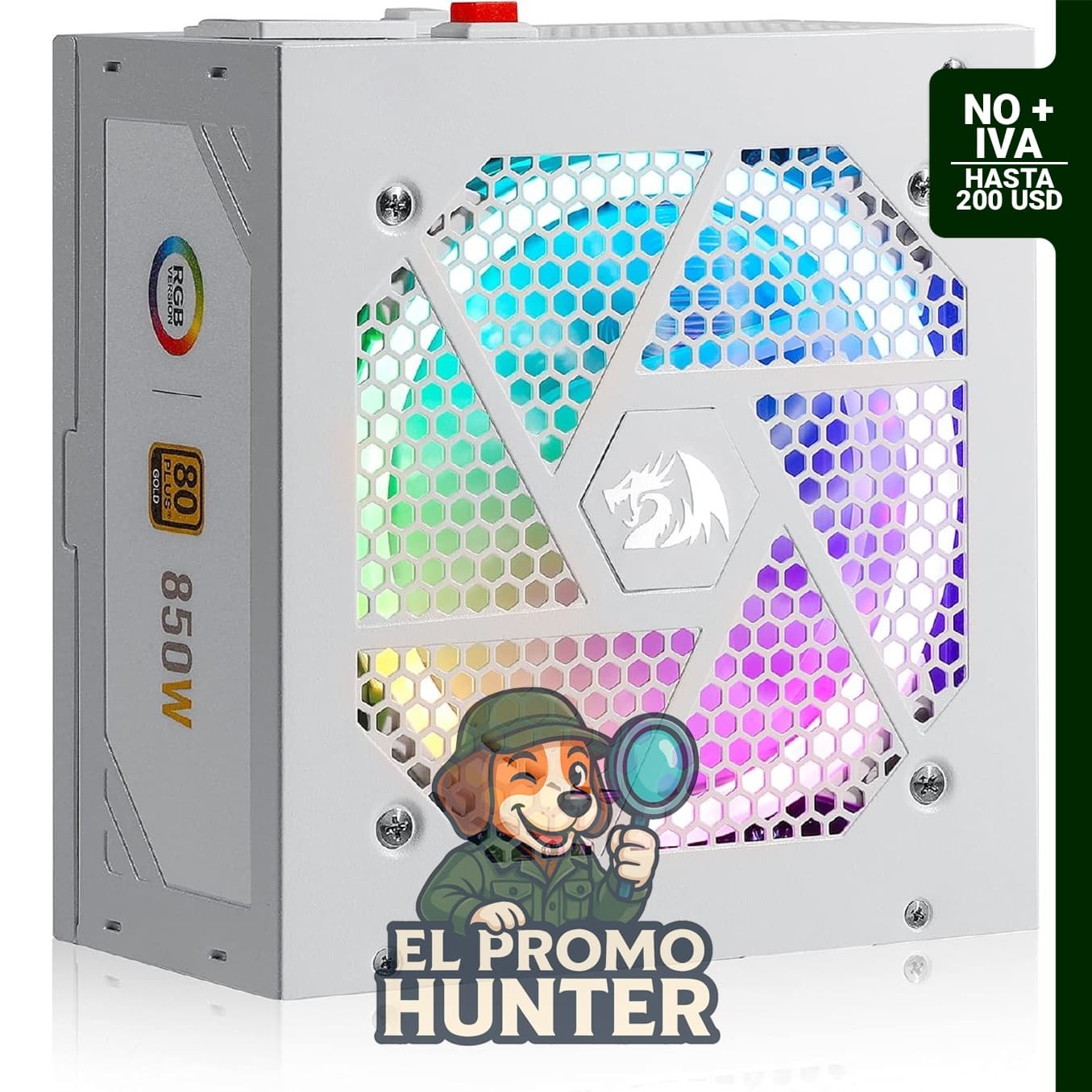 Redragon RGPS-850W 80+ Gold, fuente de alimentación de 850 W, totalmente modular, con ATX 3.1 y PCIe 5.1.