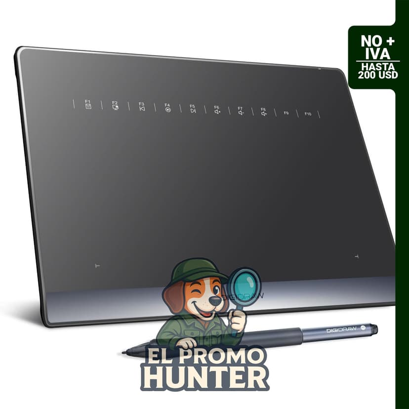 DIGIDRAW TW410 - Tableta de dibujo inalámbrica de 6 x 4 pulgadas, con Bluetooth 5.0 y 16384 niveles de bolígrafo sin batería.