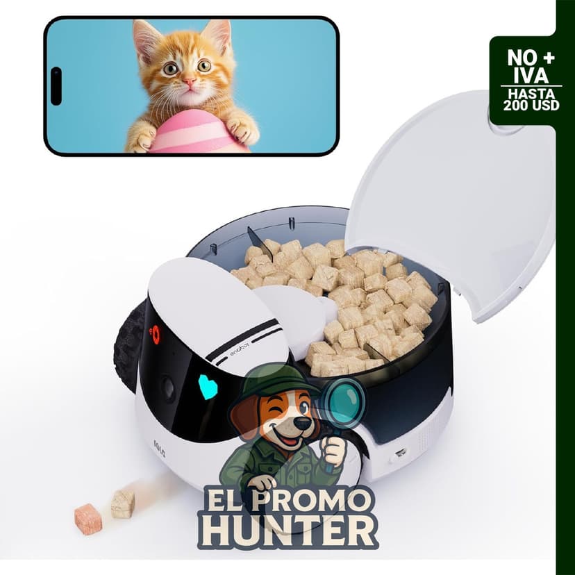 Enabot EBO ROLA PetPal FamilyBot, cámara móvil para perros con dispensador de golosinas y visión nocturna.