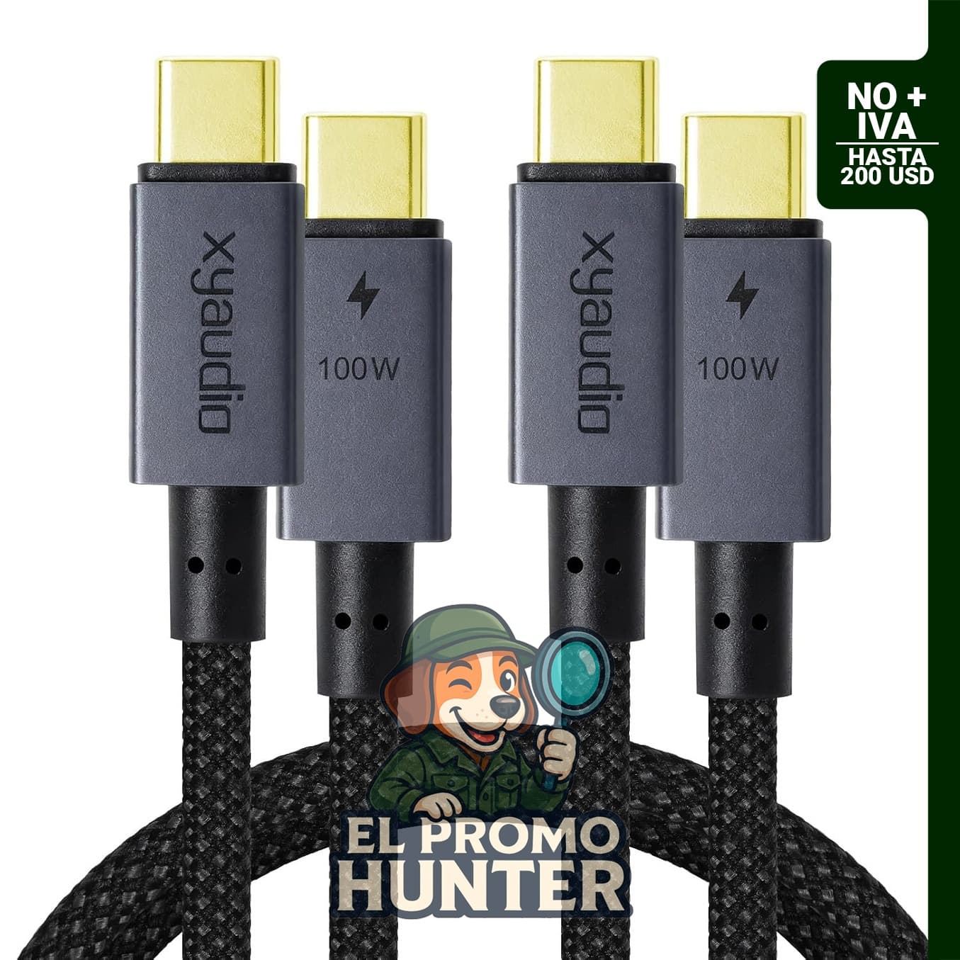 Cable USB C de 6 pies (1.83 m), 2 unidades, carga rápida de 100 W, trenzado de nailon.