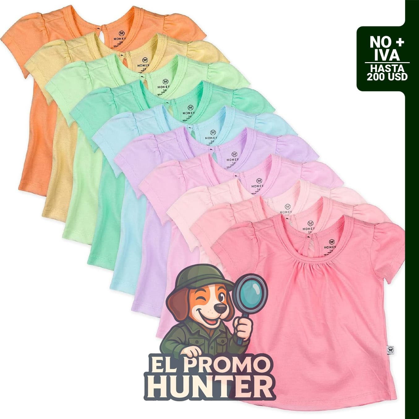 Paquete de 5 camisetas tipo T-Shirt de manga abombada para bebés niñas, 100% algodón orgánico.
