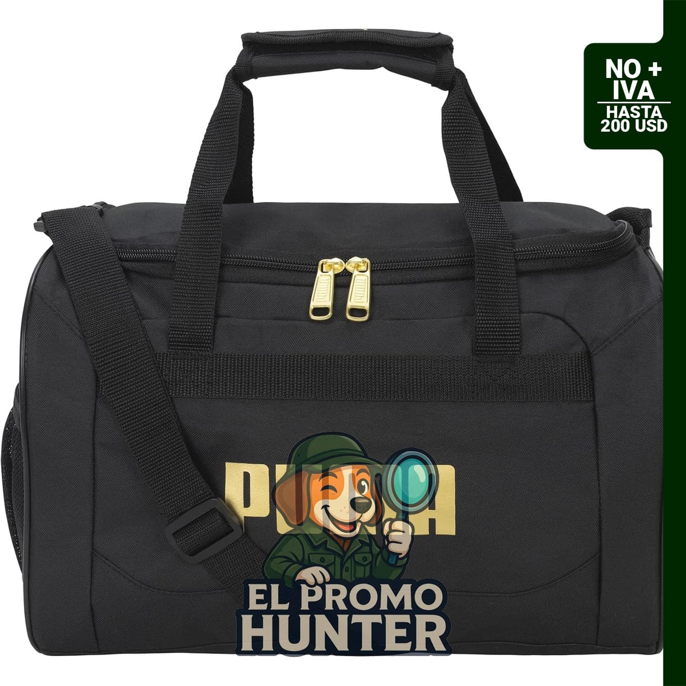 PUMA Transformation - Bolsa de lona juvenil de 14" (35.6 cm), color negro/dorado, talla única.