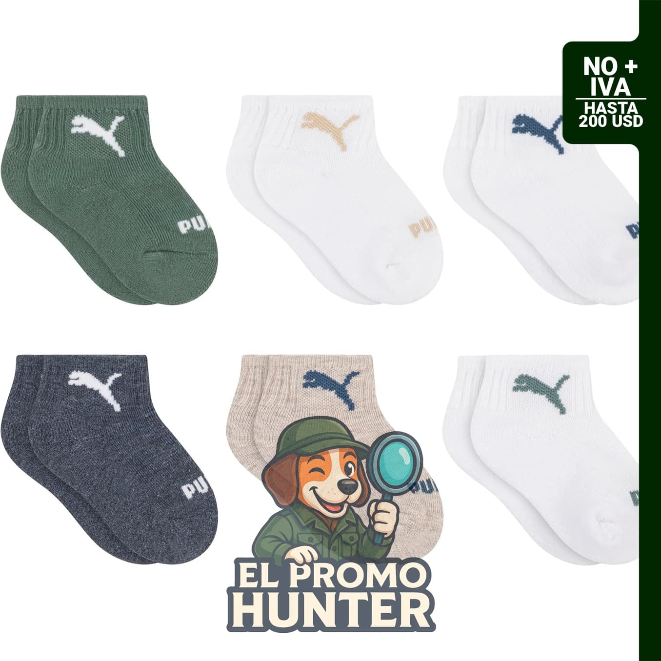 PUMA Calcetines tobilleros unisex para bebé, paquete de 6 unidades, extra acolchado y puntera cómoda