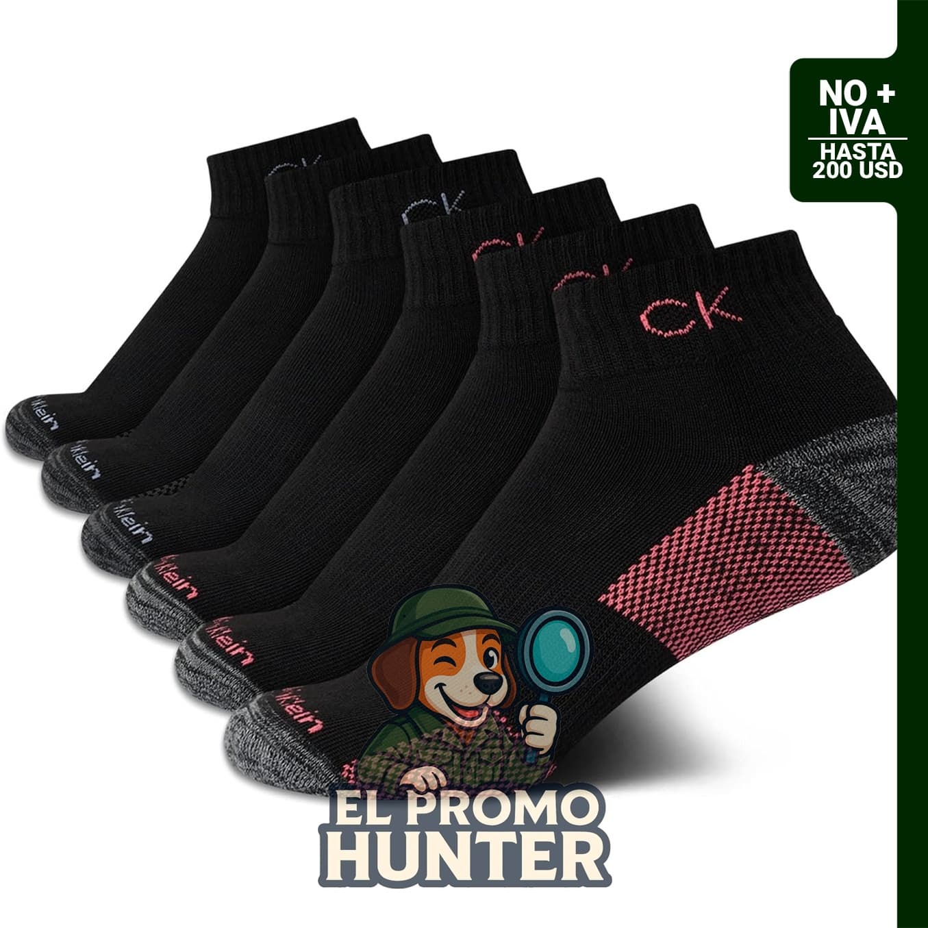 Calvin Klein paquete de 6 calcetines tobilleros acolchados para mujer.