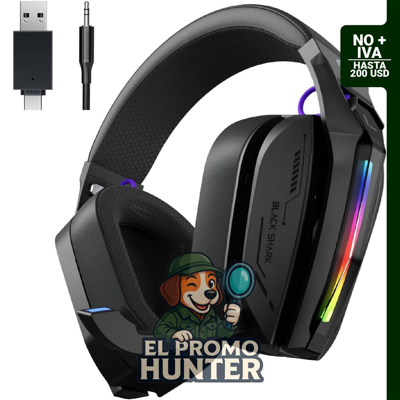 Black Shark Goblin X8, auriculares inalámbricos para juegos con Bluetooth 6.0, sonido envolvente 7.1 y micrófono con cancelación de ruido.