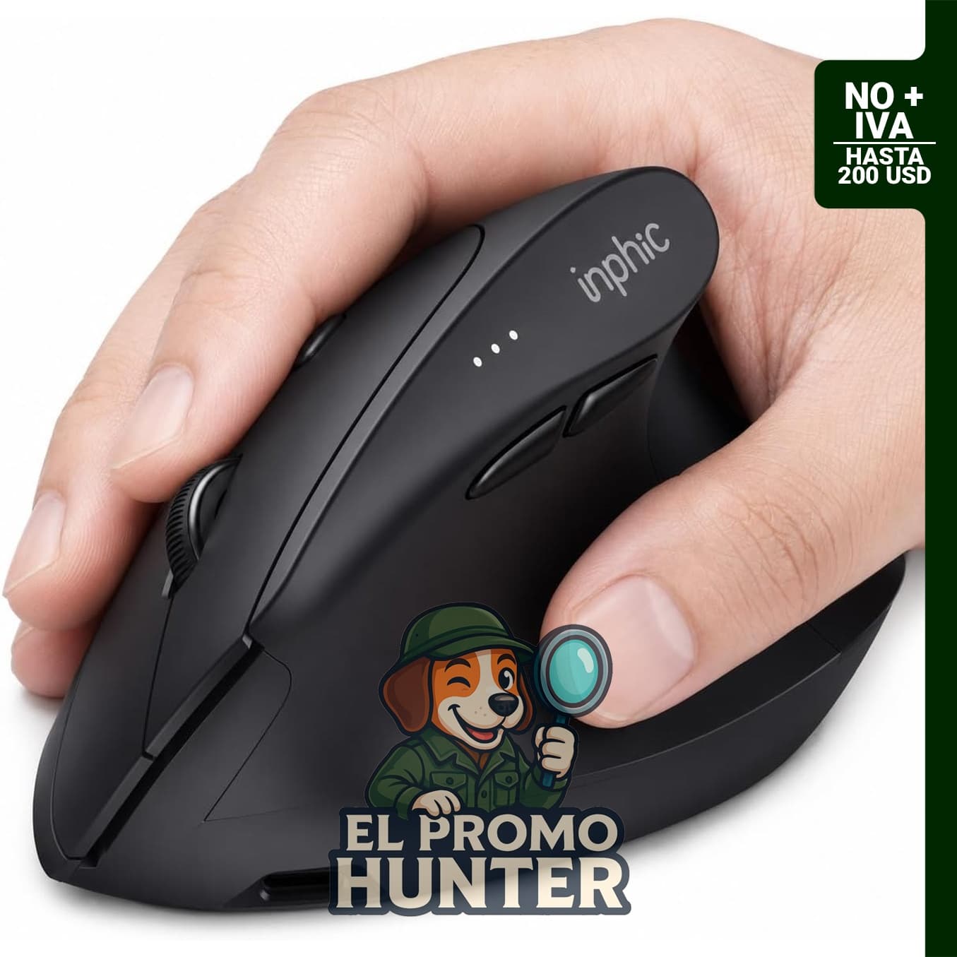 INPHIC X9 Pro Mouse Vertical Inalámbrico Recargable 12800 DPI