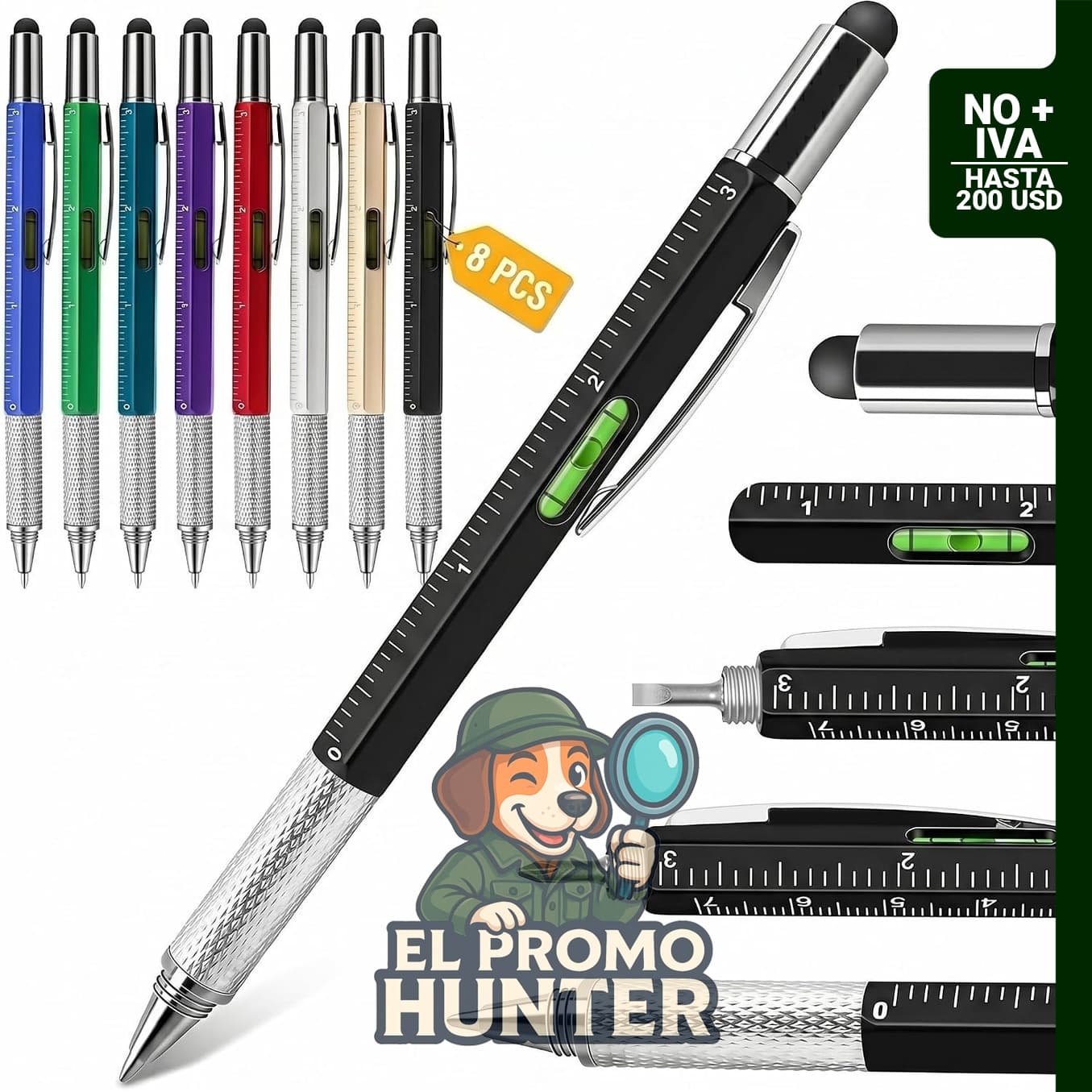 Pack de 8 bolígrafos multiherramienta 6 en 1 con stylus de la marca XWLDOLMI.