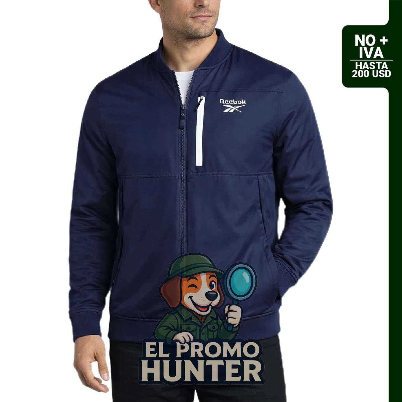 Reebok Chaqueta bomber aislada para hombre, adecuada para golf y gimnasio.