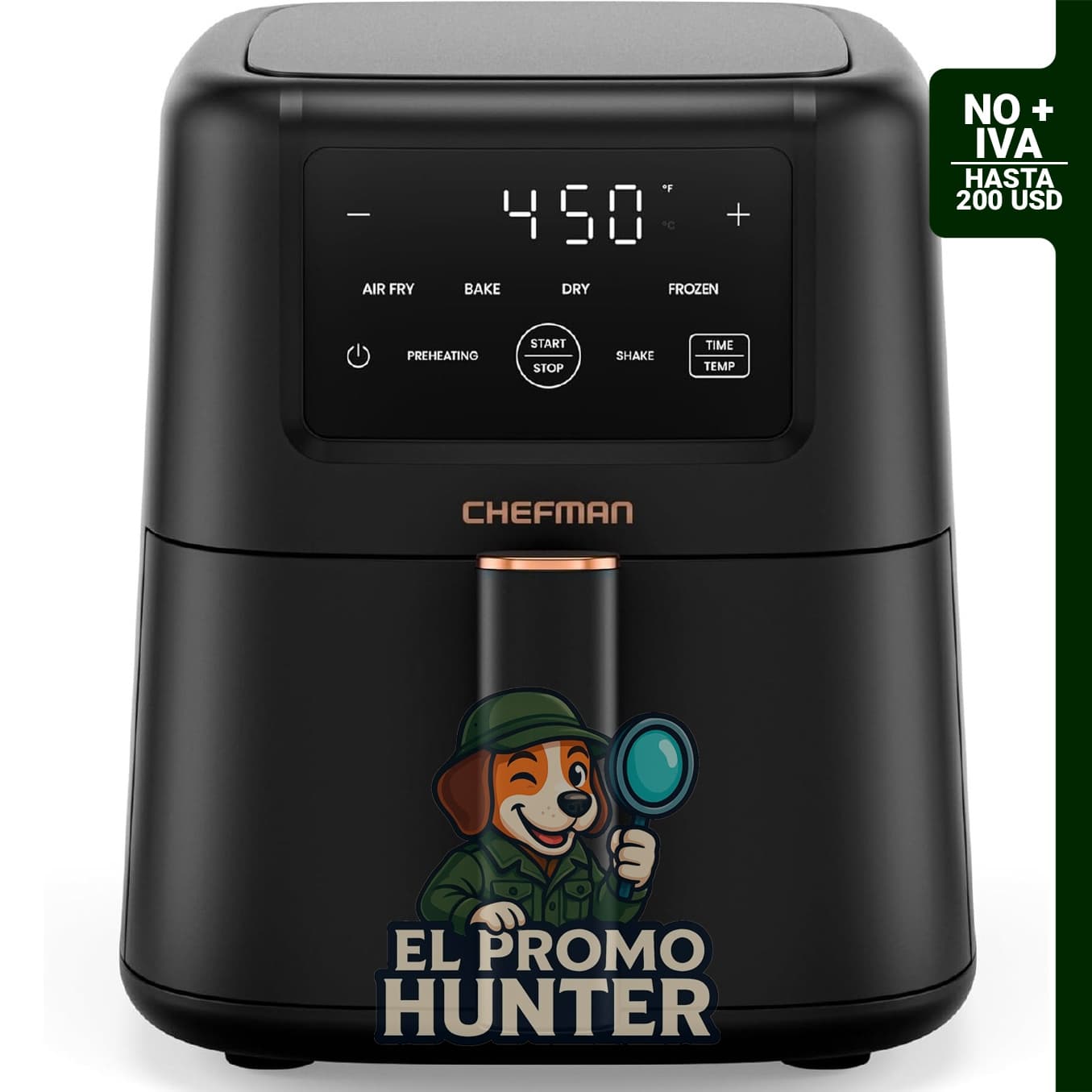 Chefman Freidora de aire 4 en 1 delgada de 3.5 cuartos (3.3 L).