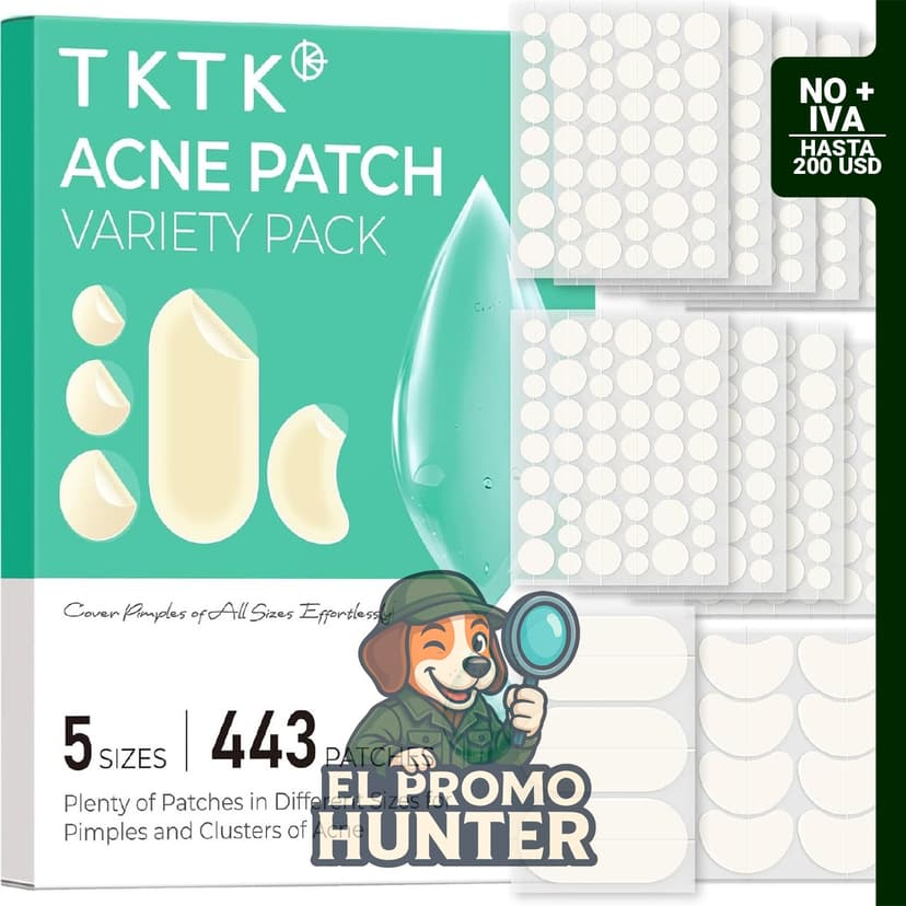 TKTK 443 parches hidrocoloides para el acné, diseñados para tratar espinillas en el rostro.