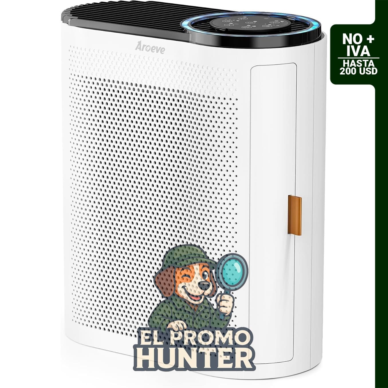 Purificador de aire con sensor automático y modo sueño.