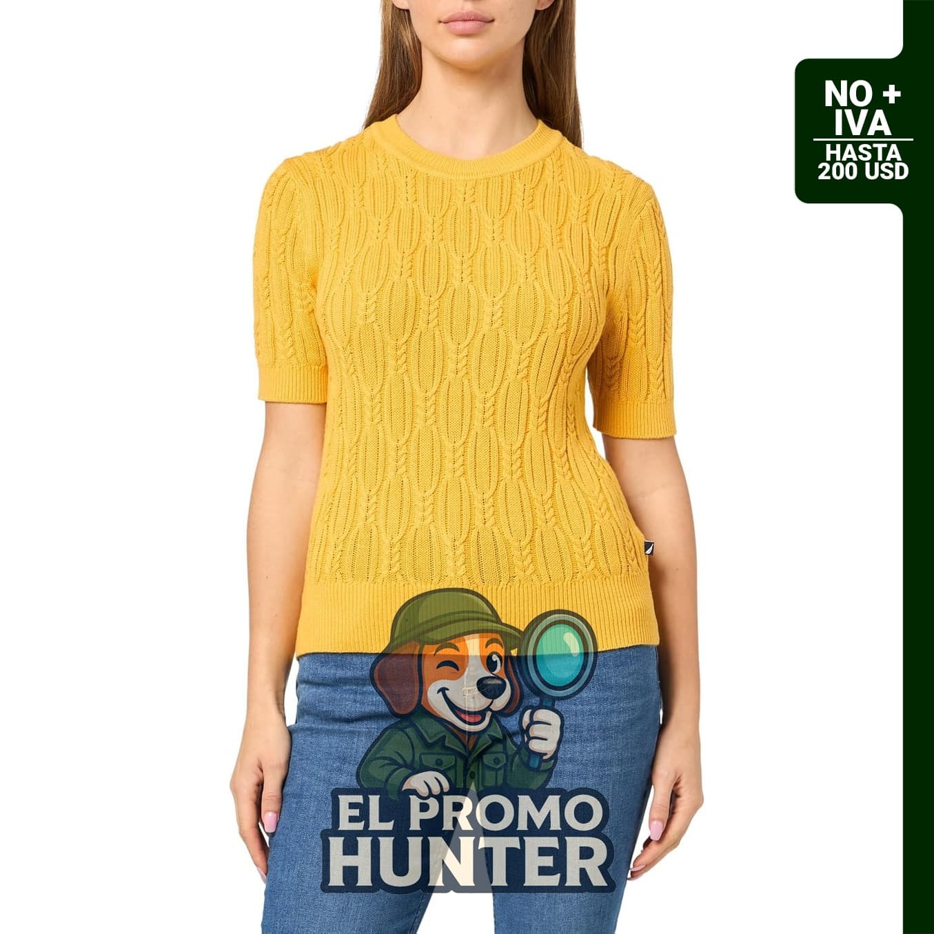 Nautica suéter de manga corta con cuello redondo para mujer.