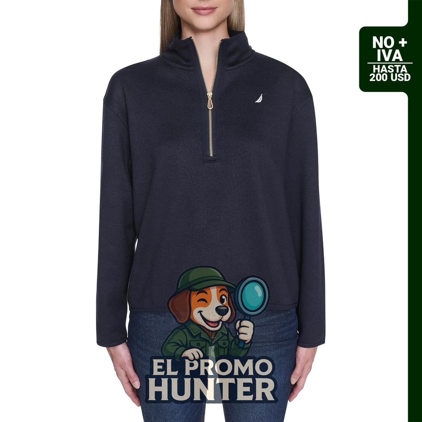 Nautica Jeans Suéter de forro polar con cremallera de 1/4 para mujer.