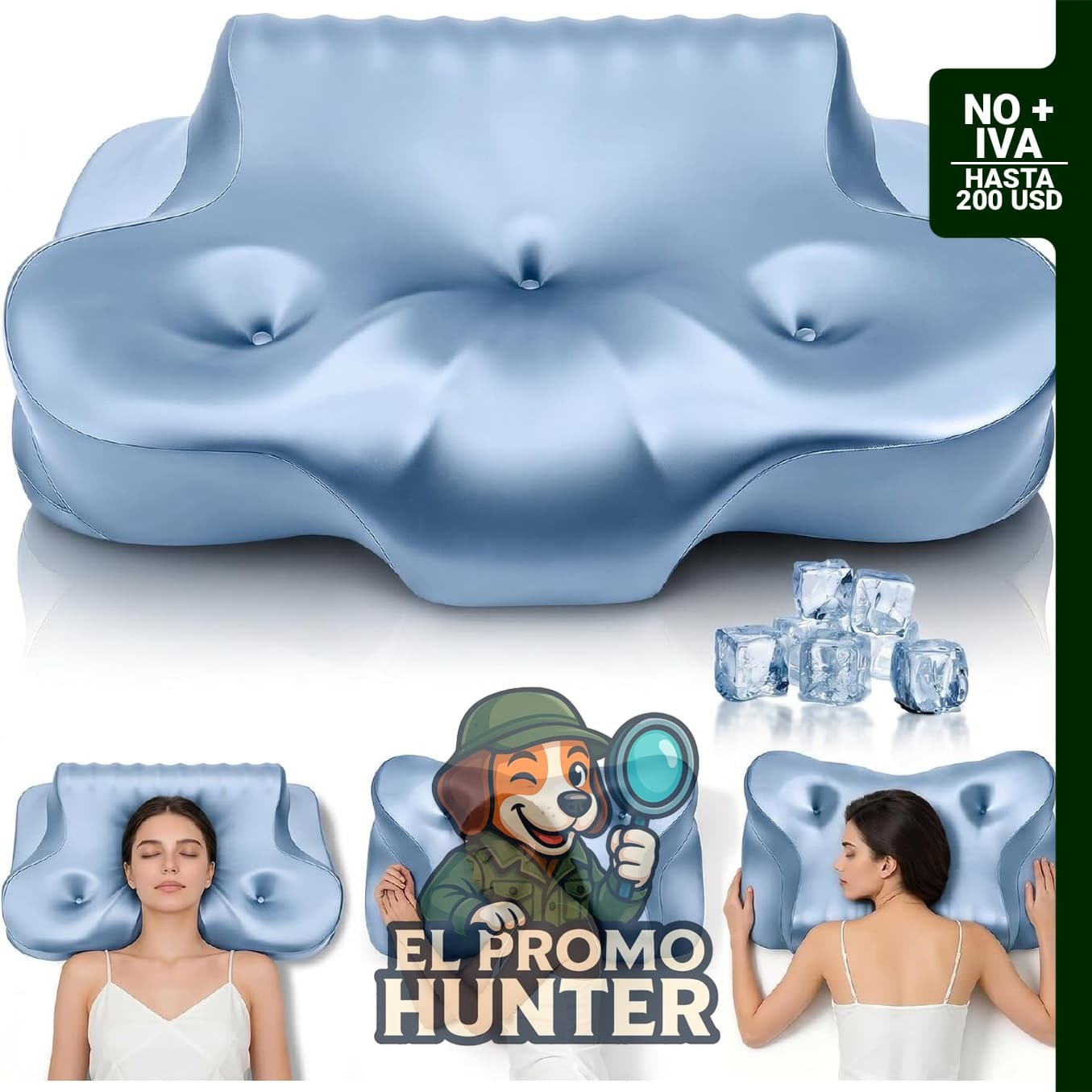 Almohada ortopédica de espuma viscoelástica, color azul