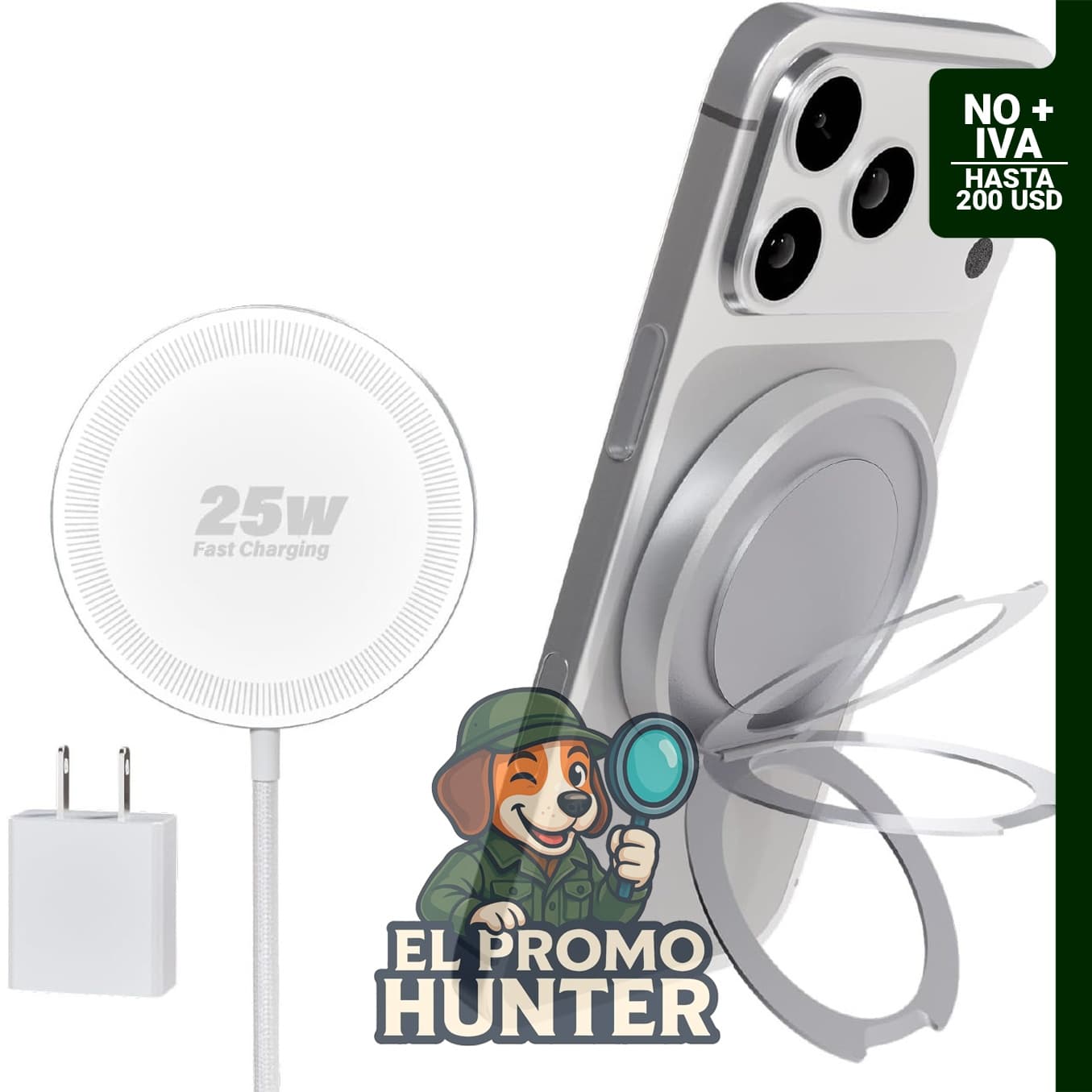 Cargador magnético inalámbrico de 25 W para iPhone, compatible con modelos 17/17Air/16 Pro.
