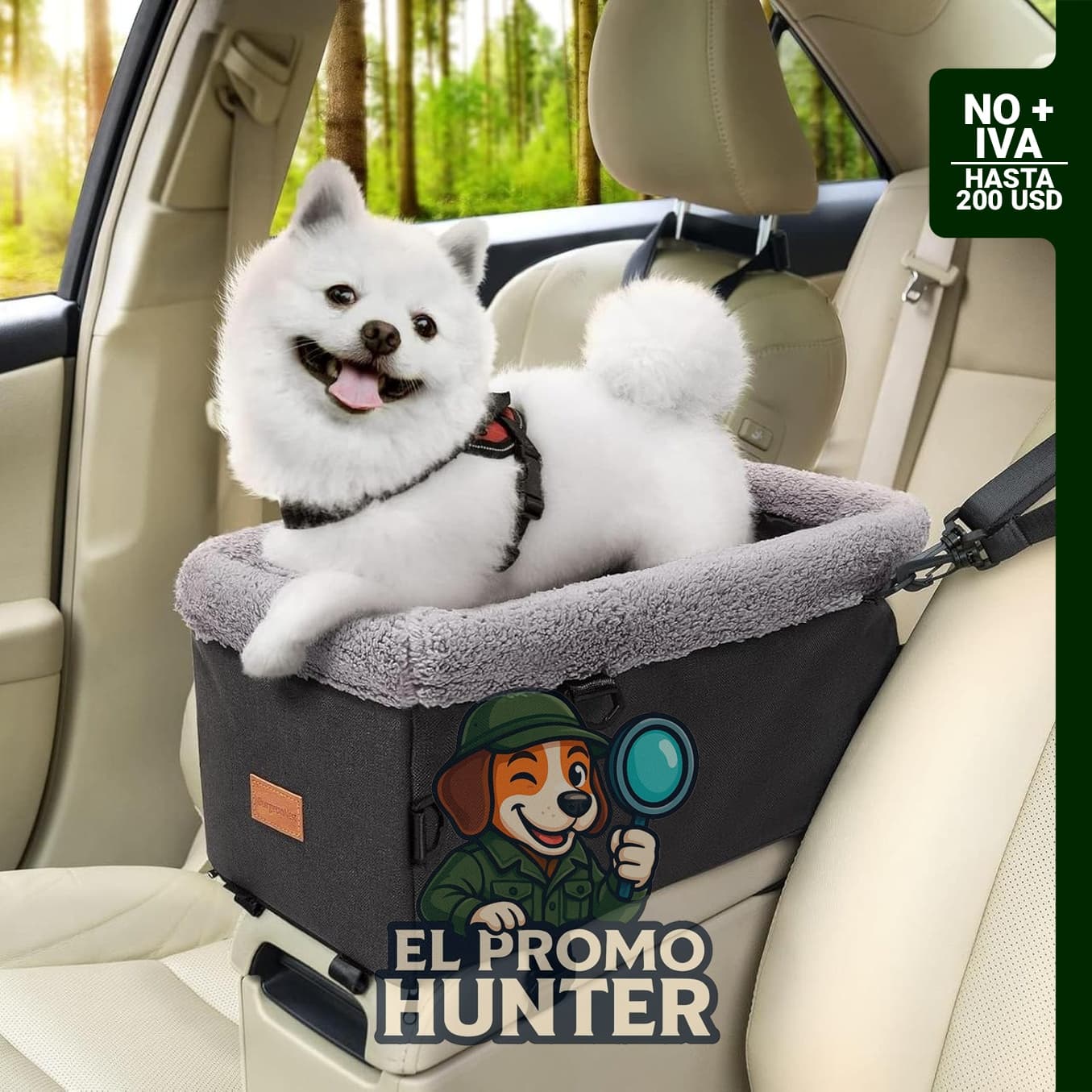 BurgeonNest Asiento de Coche para Perro Pequeño, asiento elevador con marco de metal y cinturones de seguridad.