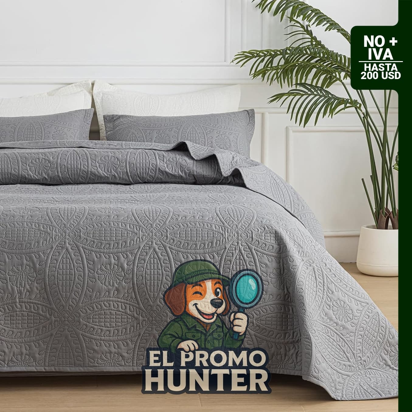 Juego de ropa de cama individual con edredón gris de microfibra reversible y transpirable.