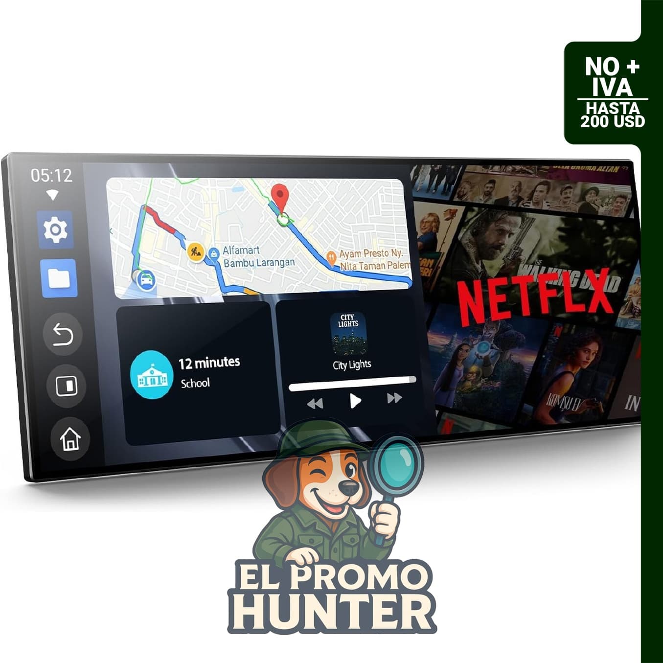 Volam Pantalla Carplay inalámbrica de 11" (28 cm) para automóvil con aplicaciones integradas y Bluetooth.