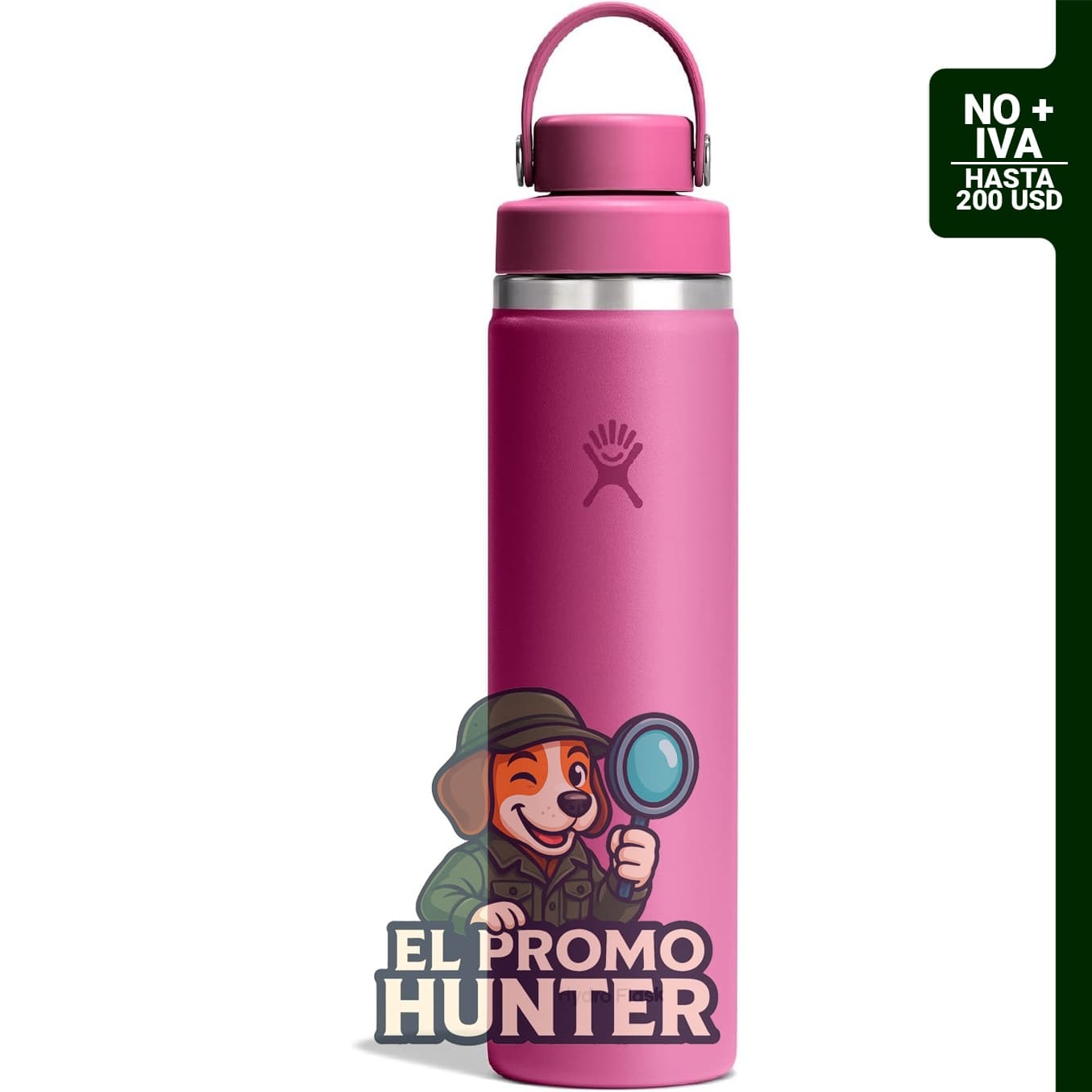 Botella Hydro Flask de acero inoxidable aislado, boca ancha, 24 oz (710 ml), color Reef Pink.