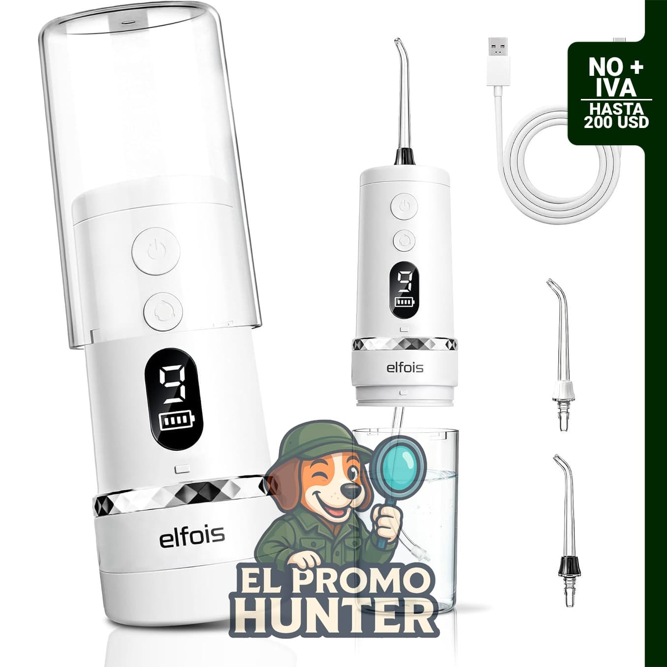 Irrigador dental de viaje inalámbrico Elfois.