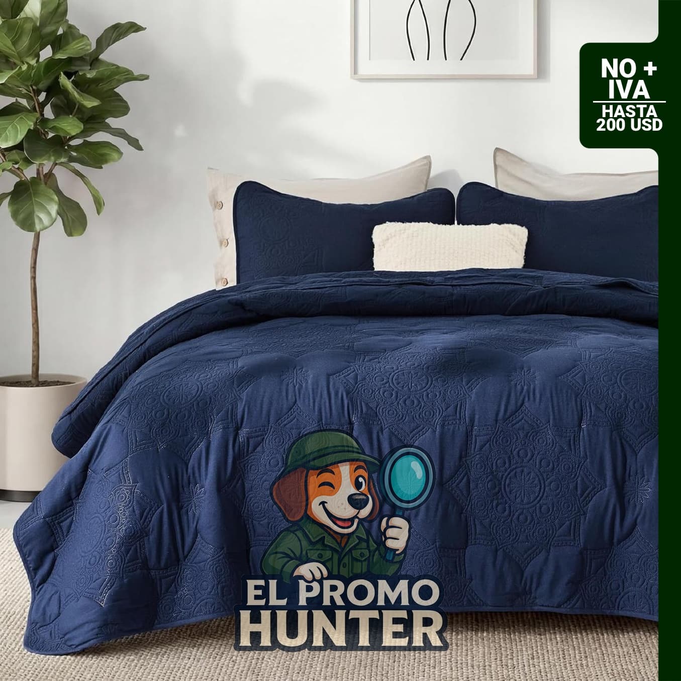 Colcha Bedsure King Size, edredón delgado en color azul marino.