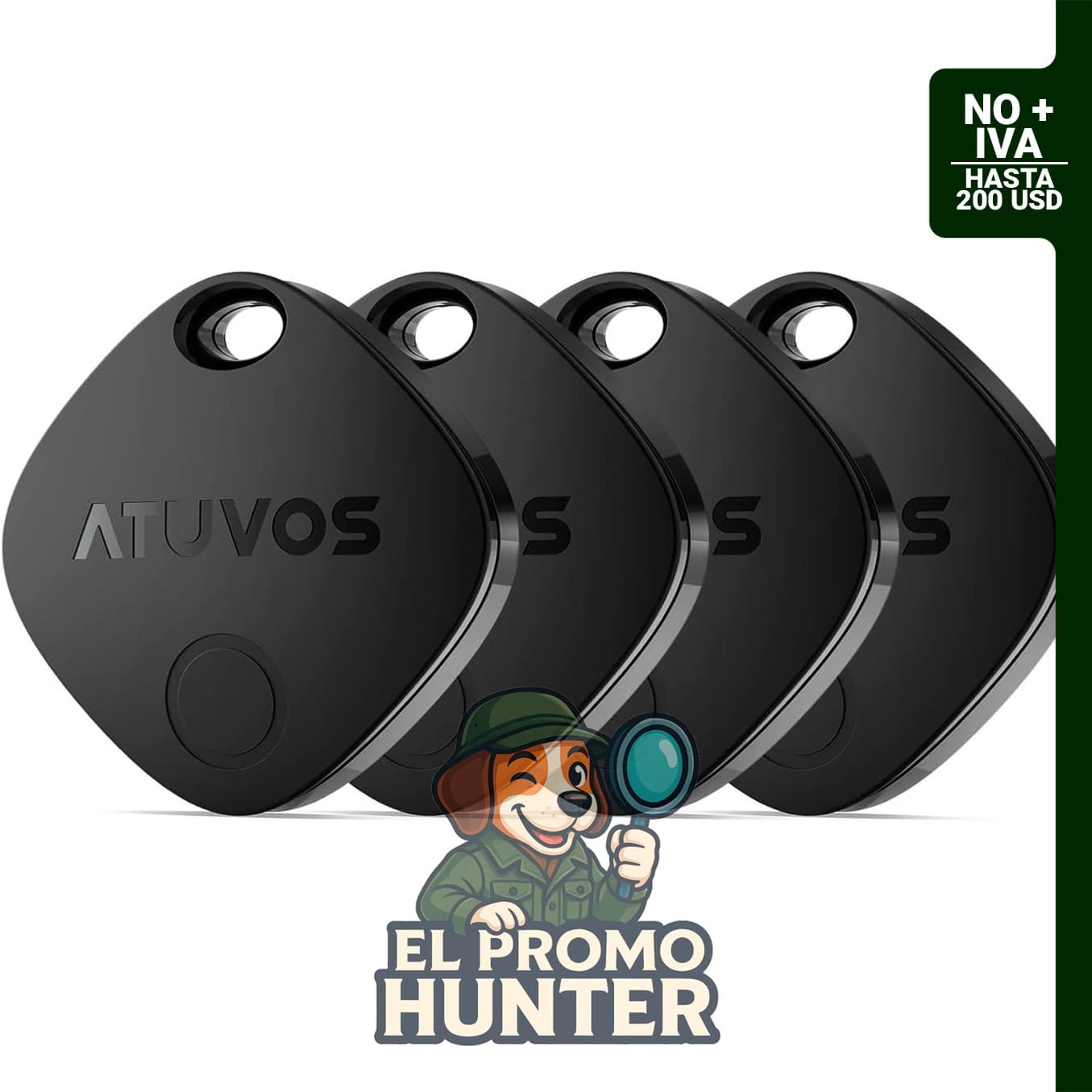 Etiquetas de seguimiento de aire ATUVOS - Paquete de 4, rastreador de equipaje Bluetooth compatible con Apple Find My (solo iOS).