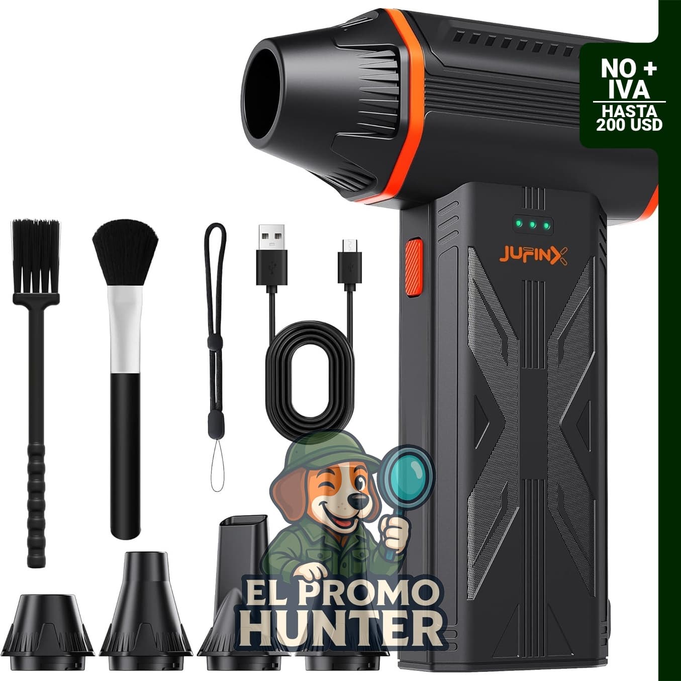 Plumero de aire comprimido F32, mini soplador recargable de 150,000 RPM, ajustable en 3 velocidades.