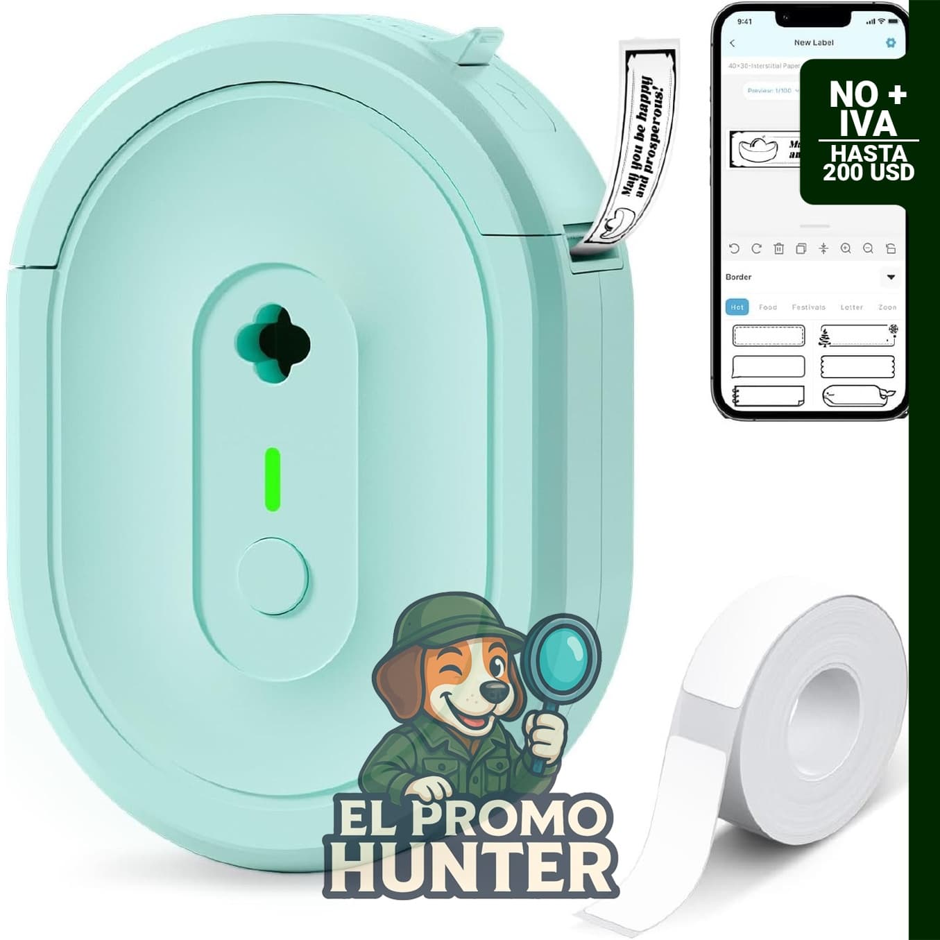 Máquina etiquetadora Bluetooth portátil N12, con múltiples plantillas para organización.
