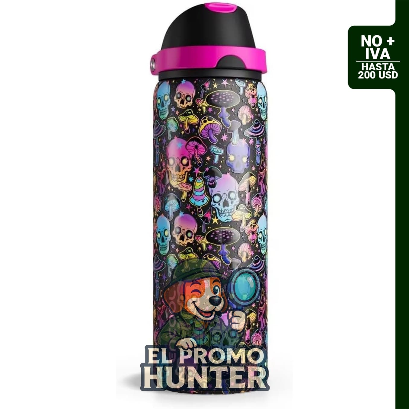 ENCOOL Botella de agua aislada de acero inoxidable de 32 oz con popote, tapa a prueba de fugas y sin BPA.